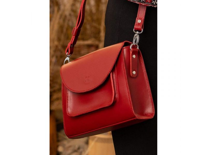 Женская кожаная сумка Liv красный краст, фото 4