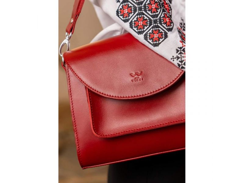 Женская кожаная сумка Liv красный краст, фото 5