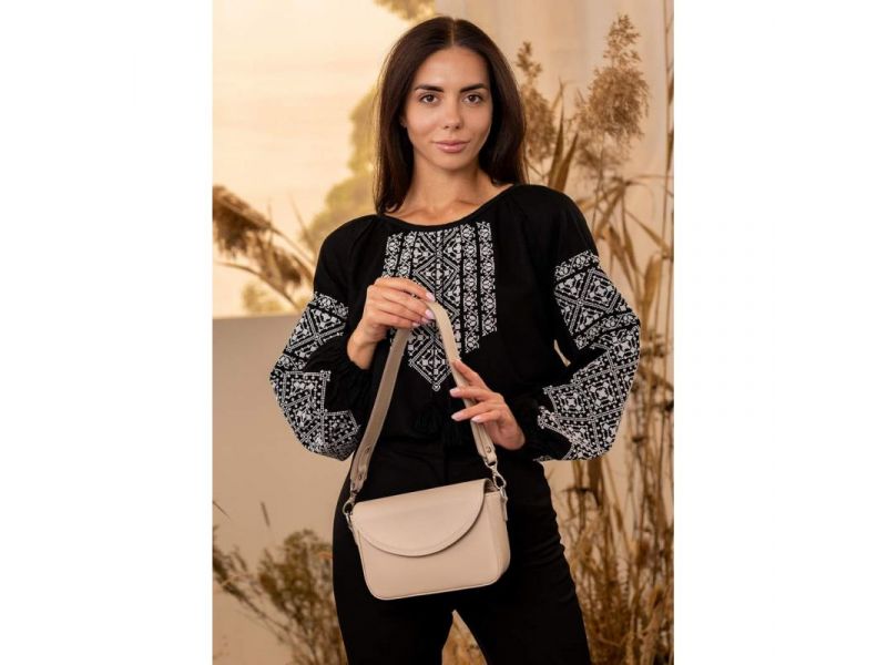 Женская кожаная сумка Molly светло-бежевый краст, фото 1