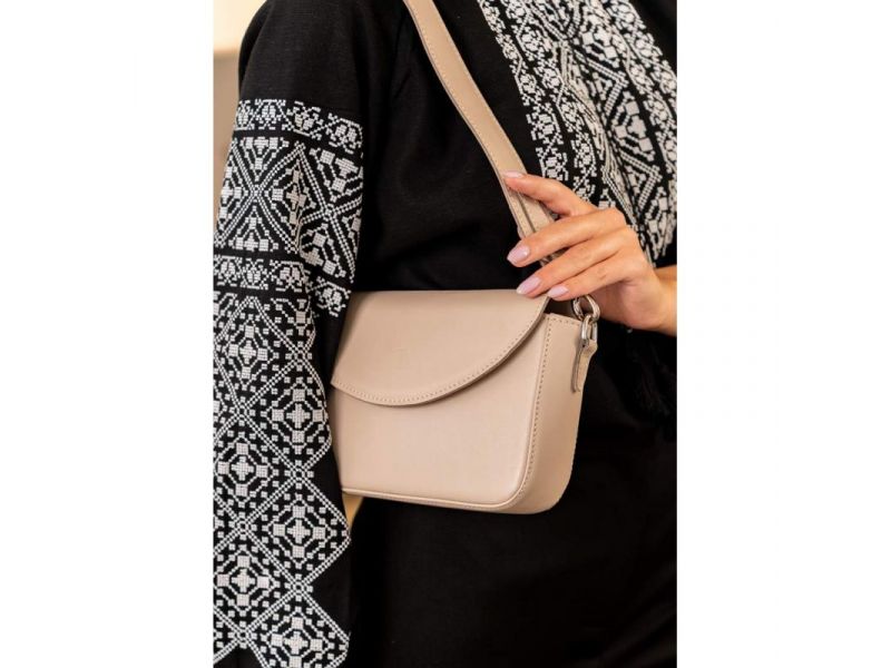 Женская кожаная сумка Molly светло-бежевый краст, фото 4