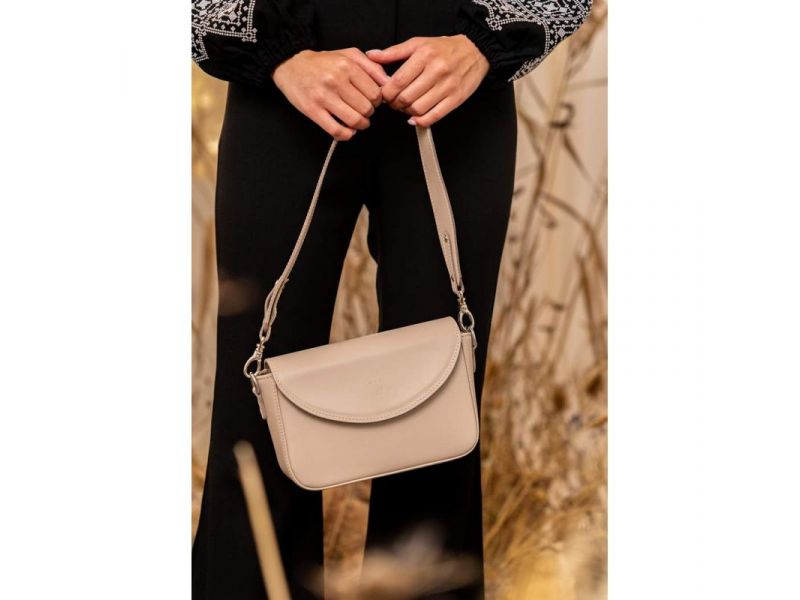 Женская кожаная сумка Molly светло-бежевый краст, фото 5