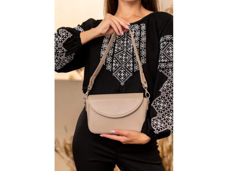 Женская кожаная сумка Molly светло-бежевый краст, фото 6