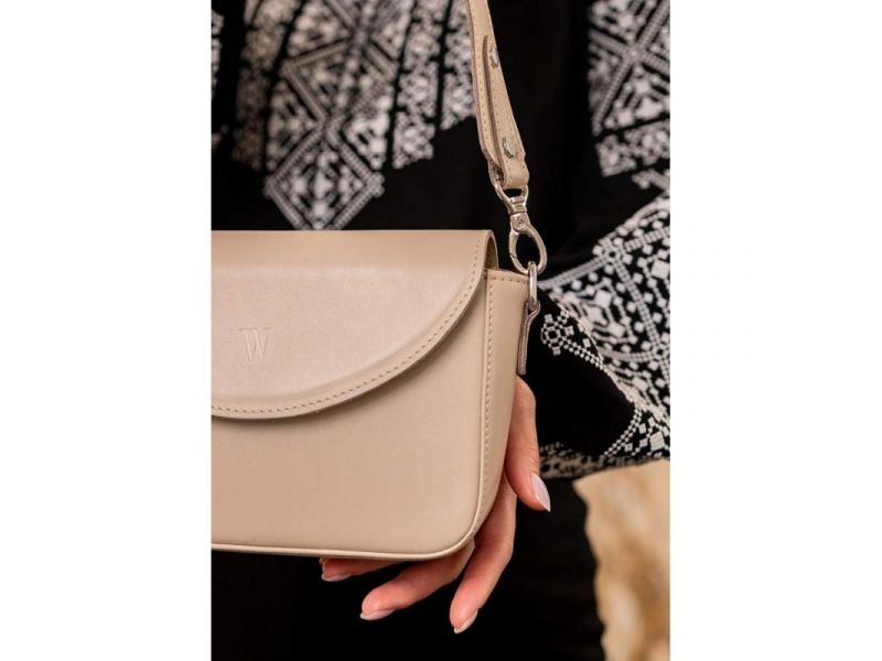 Женская кожаная сумка Molly светло-бежевый краст, фото 7