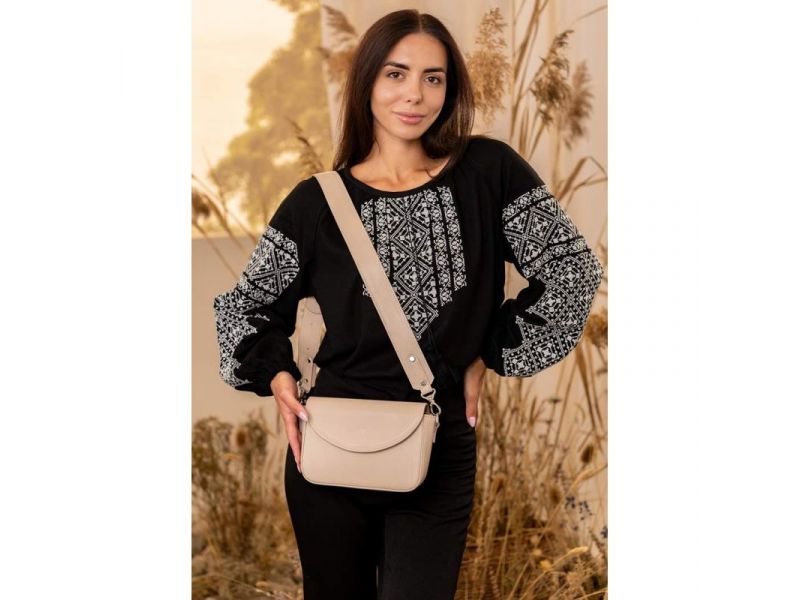 Женская кожаная сумка Molly светло-бежевый краст, фото 8