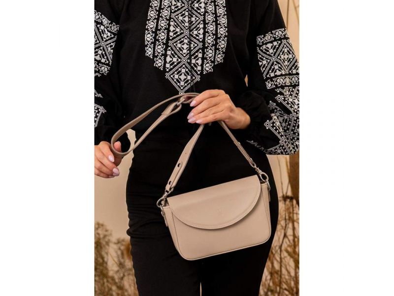 Женская кожаная сумка Molly светло-бежевый краст, фото 9