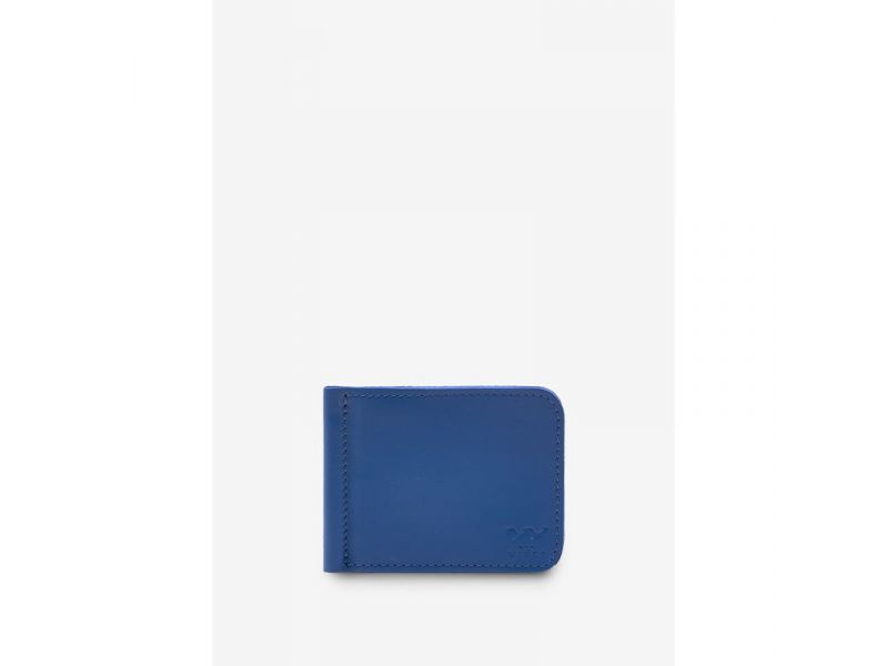 Кожаный зажим для денег ярко-синий, фото 1