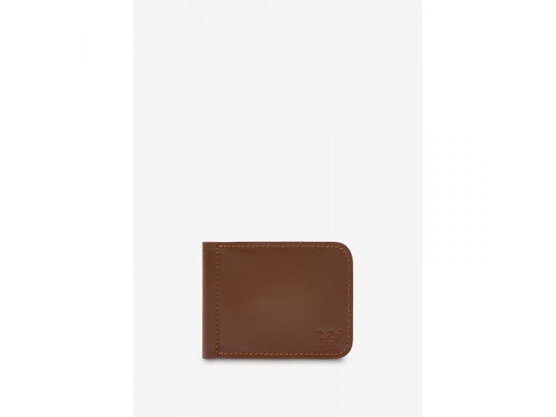 Кожаный зажим для денег светло-коричневый, фото 1