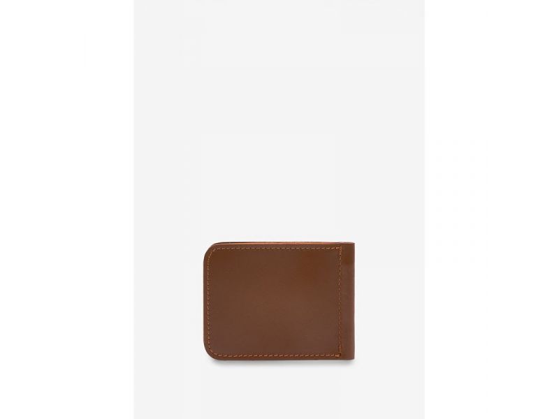 Кожаный зажим для денег светло-коричневый, фото 4