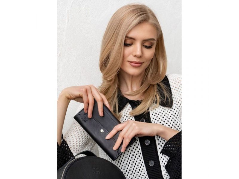 Кожаный кошелек Smart Wallet черный краст, фото 1