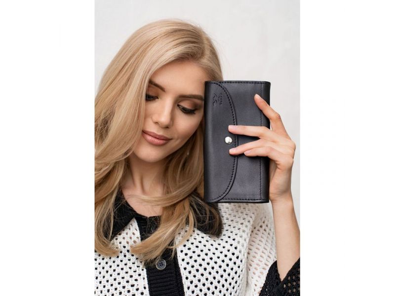 Кожаный кошелек Smart Wallet черный краст, фото 2