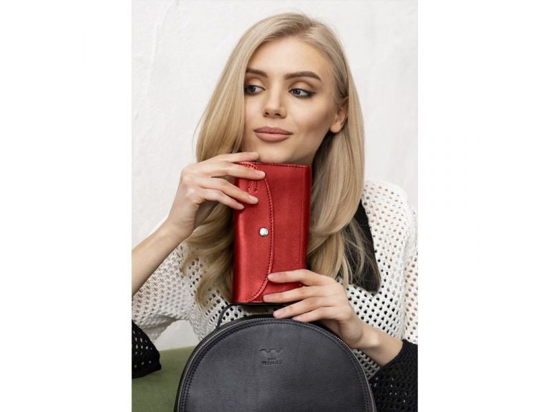 Кожаный кошелек Smart Wallet красный краст, фото 2