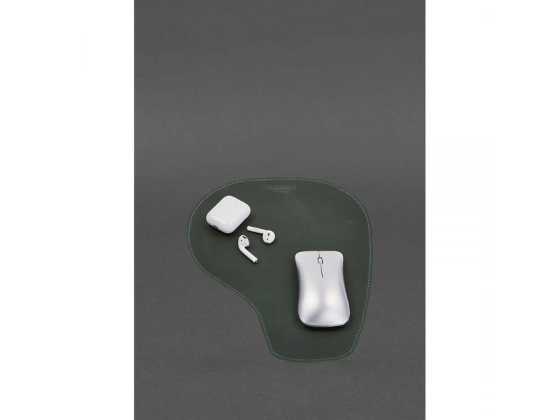 Коврик для мышки &amp;quot;Грушка&amp;quot; из натуральной кожи зеленый Crazy Horse, фото 1