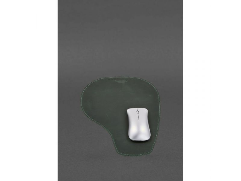 Коврик для мышки &amp;quot;Грушка&amp;quot; из натуральной кожи зеленый Crazy Horse, фото 3