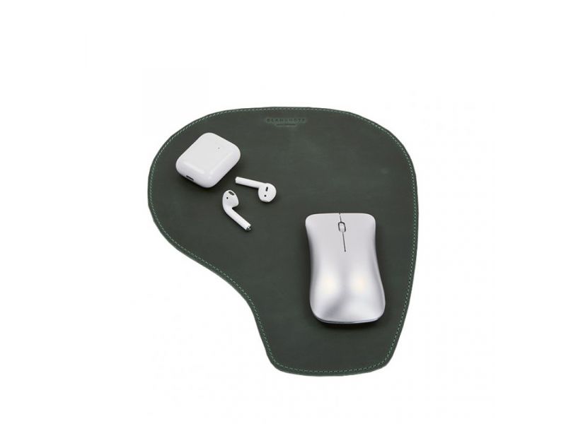 Коврик для мышки &amp;quot;Грушка&amp;quot; из натуральной кожи зеленый Crazy Horse, фото 7