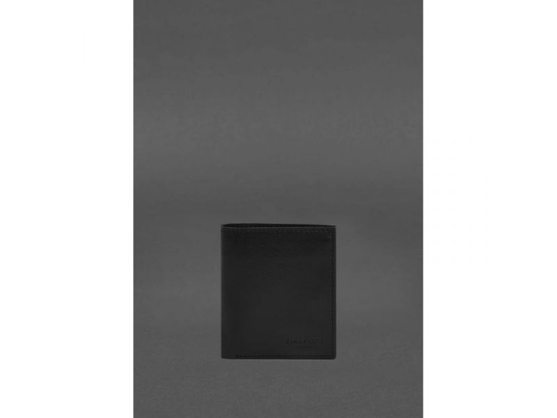 Кожаное портмоне на кнопке Brut черное краст, фото 1