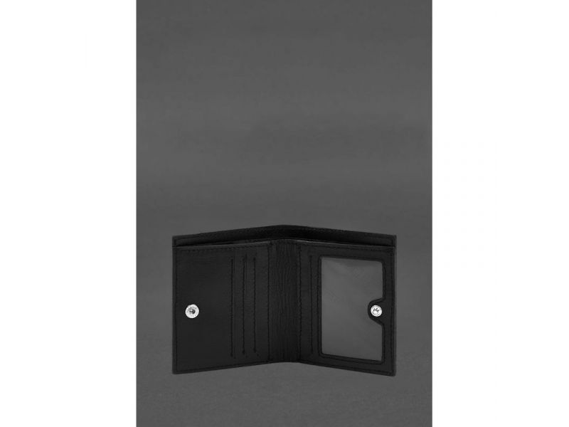Кожаное портмоне на кнопке Brut черное краст, фото 3