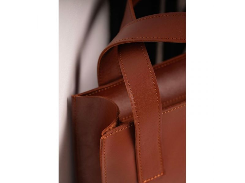 Кожаная женская сумка шоппер Бэтси с карманом светло-коричневая Краст, фото 3