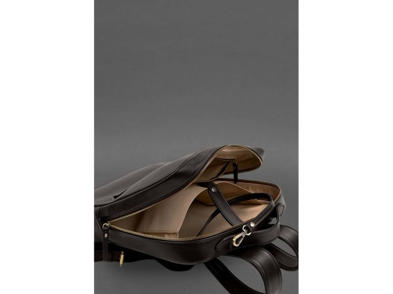 Кожаный городской рюкзак на молнии Cooper maxi темно-коричневый, фото 4