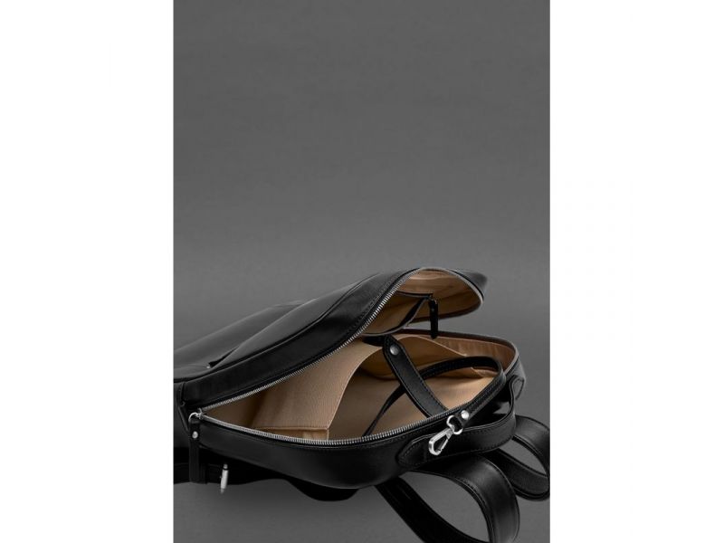 Кожаный городской рюкзак на молнии Cooper maxi черный, фото 4