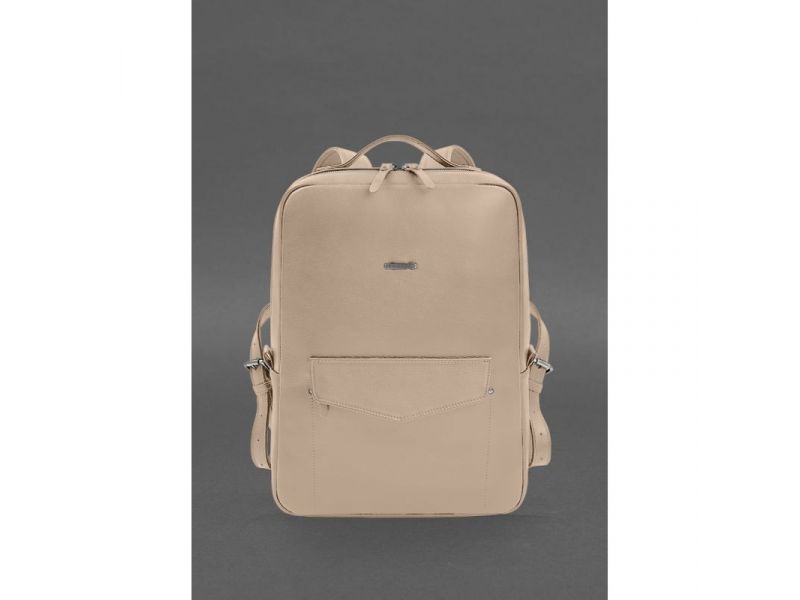 Кожаный городской рюкзак на молнии Cooper maxi светло-бежевый, фото 1