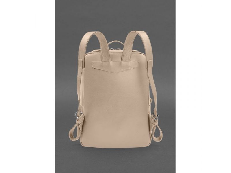 Кожаный городской рюкзак на молнии Cooper maxi светло-бежевый, фото 3