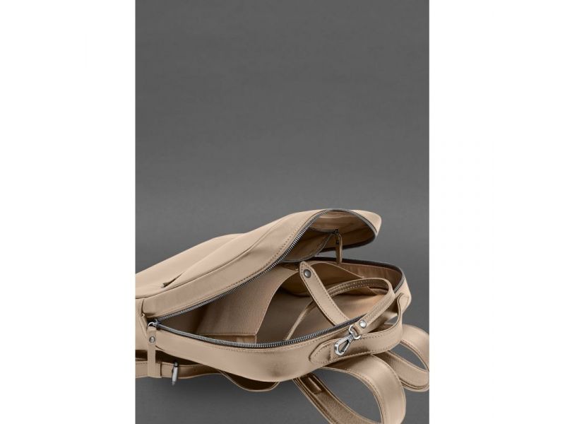 Кожаный городской рюкзак на молнии Cooper maxi светло-бежевый, фото 4