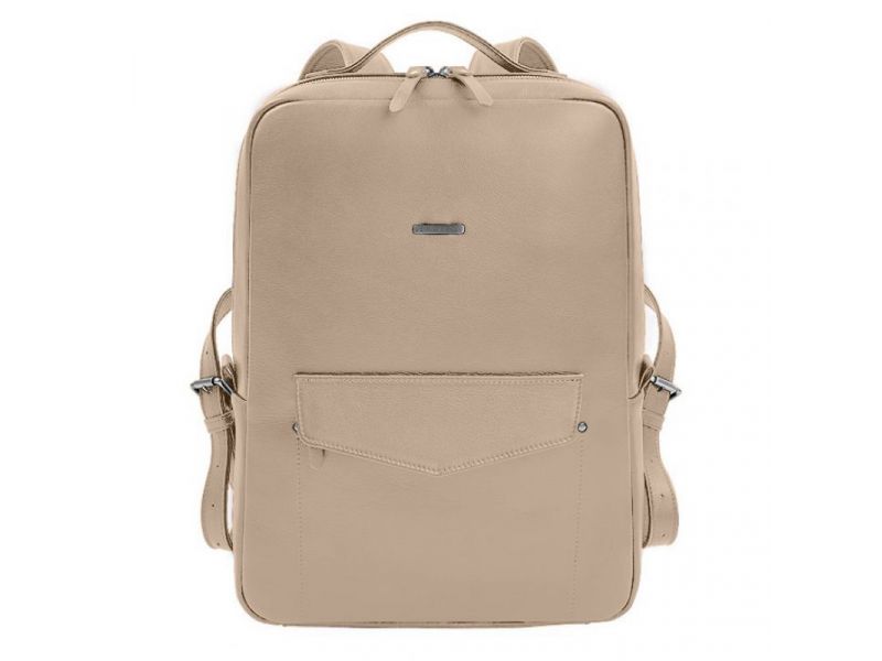 Кожаный городской рюкзак на молнии Cooper maxi светло-бежевый, фото 6