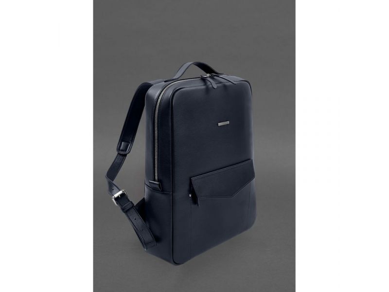 Кожаный городской рюкзак на молнии Cooper maxi синий, фото 2