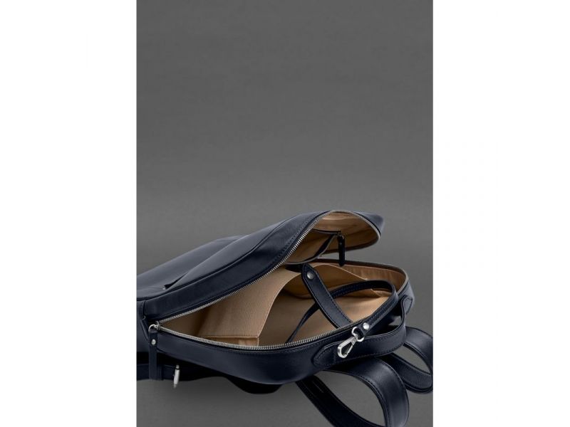Кожаный городской рюкзак на молнии Cooper maxi синий, фото 4