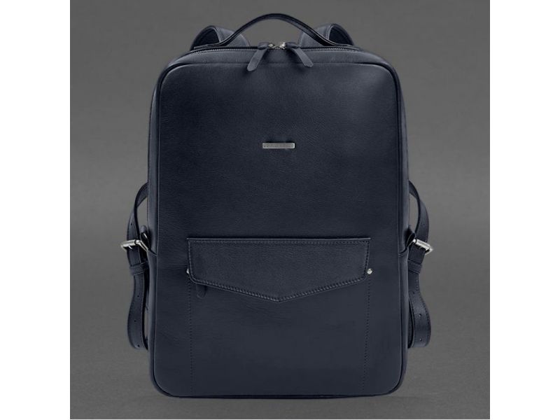 Кожаный городской рюкзак на молнии Cooper maxi синий, фото 5