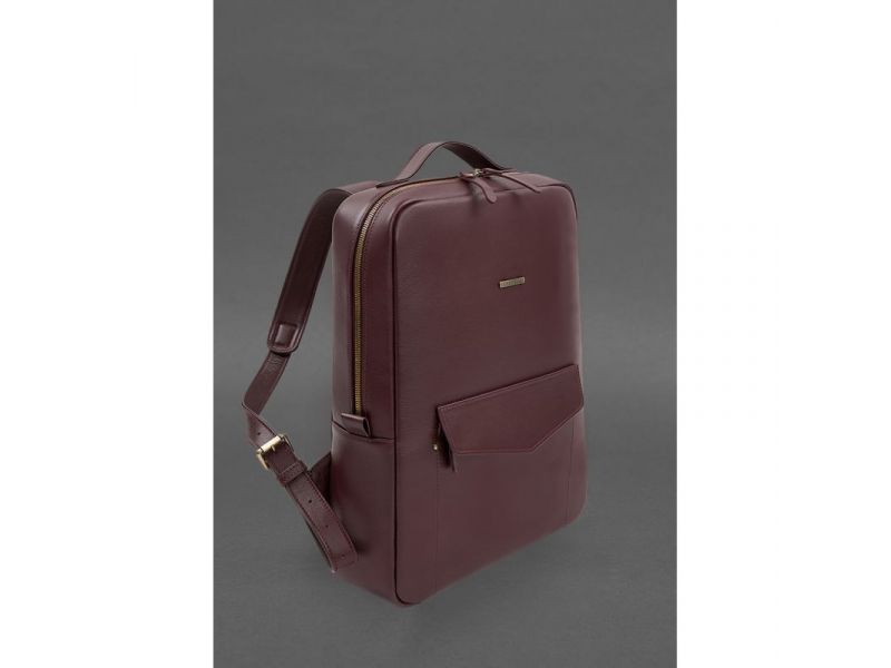 Кожаный городской рюкзак на молнии Cooper maxi бордовый, фото 2