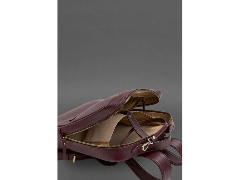 Кожаный городской рюкзак на молнии Cooper maxi бордовый, фото 4