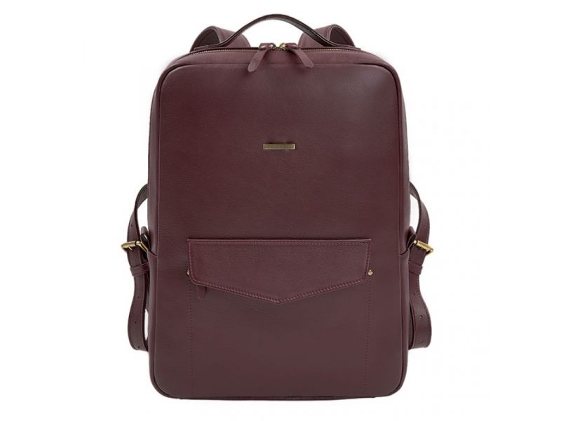Кожаный городской рюкзак на молнии Cooper maxi бордовый, фото 6