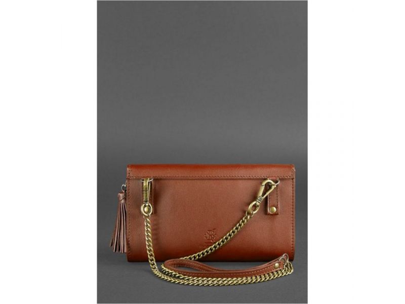 Женская кожаная сумка Элис светло-коричневая Краст, фото 3