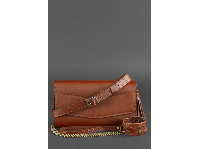 Женская кожаная сумка Элис светло-коричневая Краст, фото 4