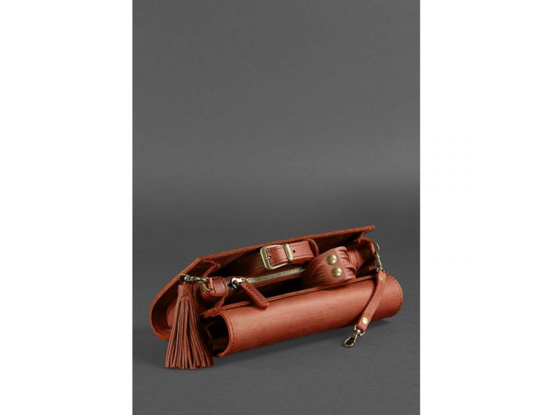 Женская кожаная сумка Элис светло-коричневая Краст, фото 6