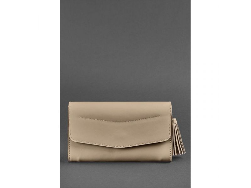 Женская кожаная сумка Элис светло-бежевая Краст, фото 1