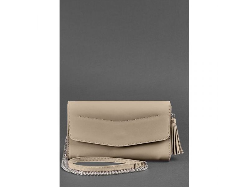 Женская кожаная сумка Элис светло-бежевая Краст, фото 2