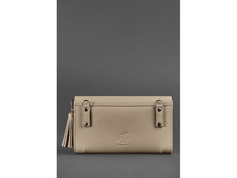 Женская кожаная сумка Элис светло-бежевая Краст, фото 3