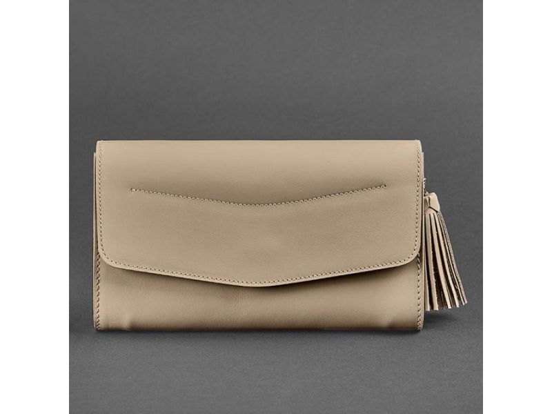 Женская кожаная сумка Элис светло-бежевая Краст, фото 5