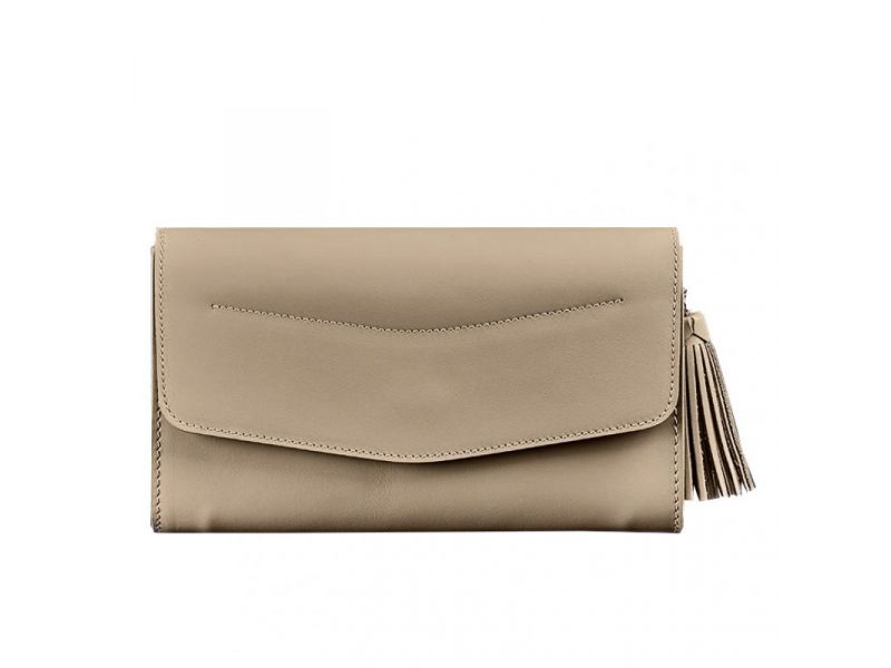 Женская кожаная сумка Элис светло-бежевая Краст, фото 6