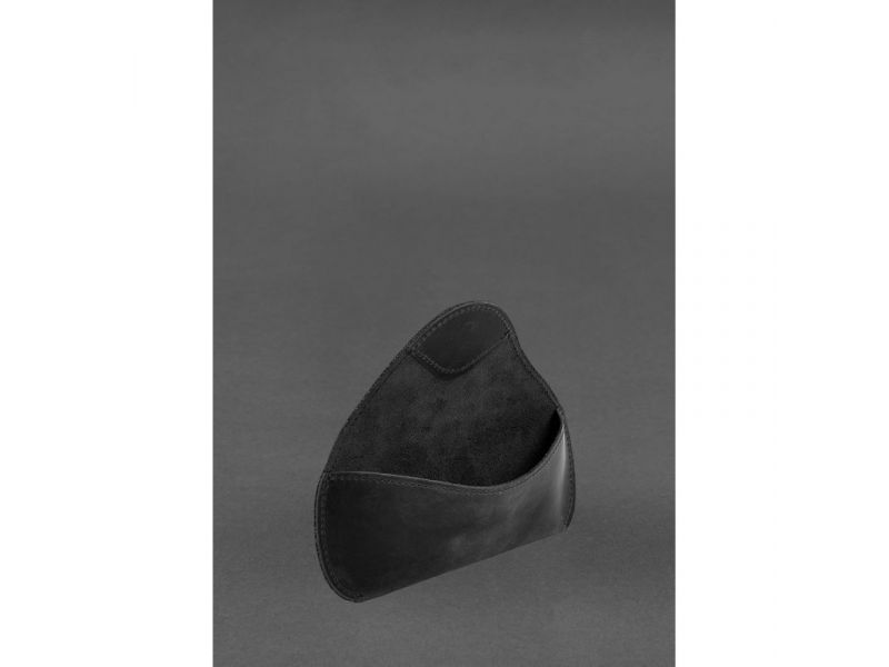 Кожаный чехол для очков с клапаном на резинке Черный Crazy Horse, фото 3