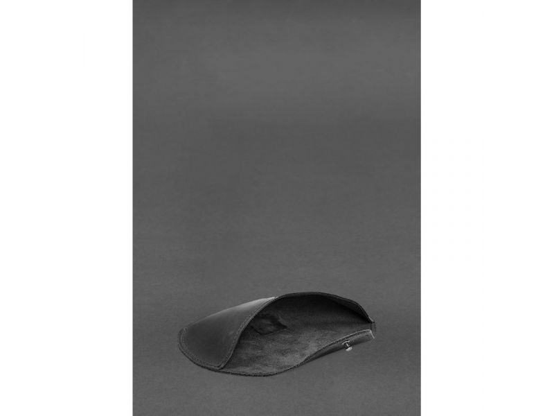 Кожаный чехол для очков с клапаном на резинке Черный Crazy Horse, фото 7