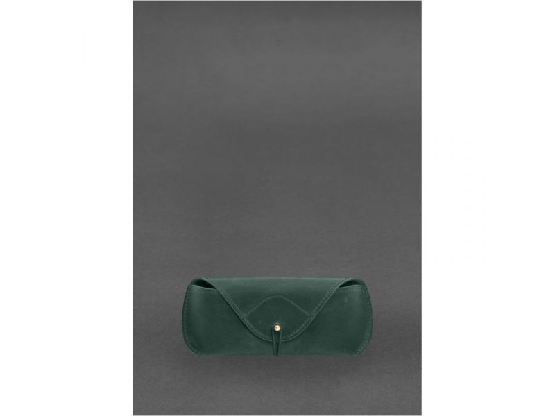 Кожаный чехол для очков с клапаном на резинке Зеленый Crazy Horse, фото 1