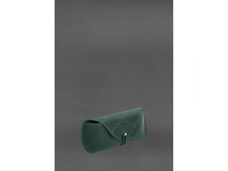 Кожаный чехол для очков с клапаном на резинке Зеленый Crazy Horse, фото 2