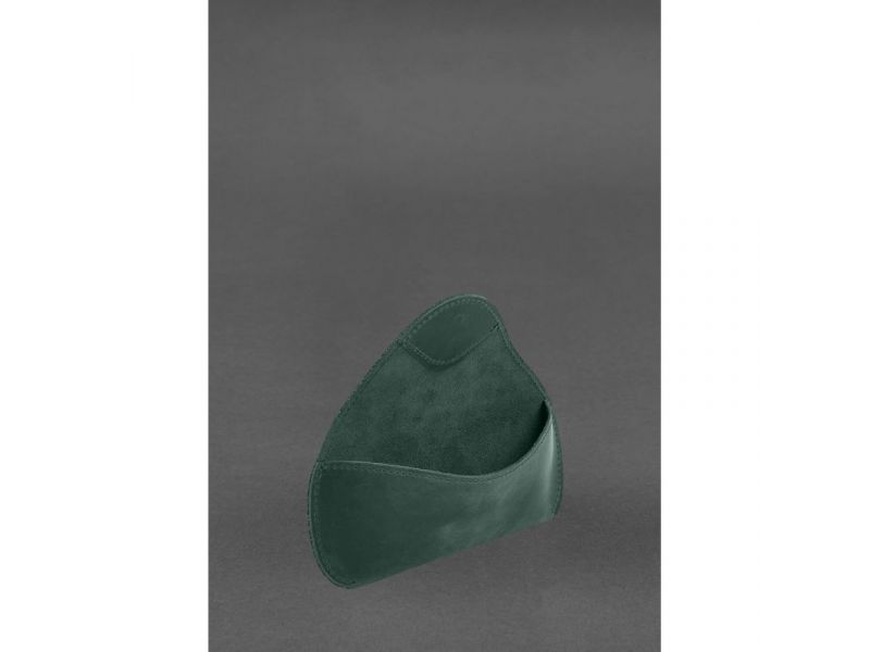 Кожаный чехол для очков с клапаном на резинке Зеленый Crazy Horse, фото 3