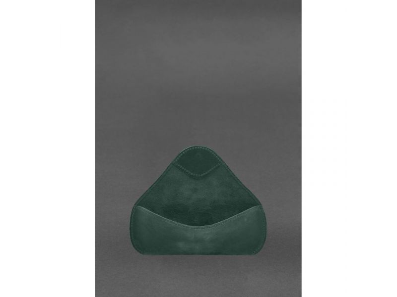 Кожаный чехол для очков с клапаном на резинке Зеленый Crazy Horse, фото 4