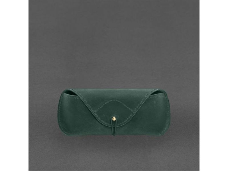 Кожаный чехол для очков с клапаном на резинке Зеленый Crazy Horse, фото 9