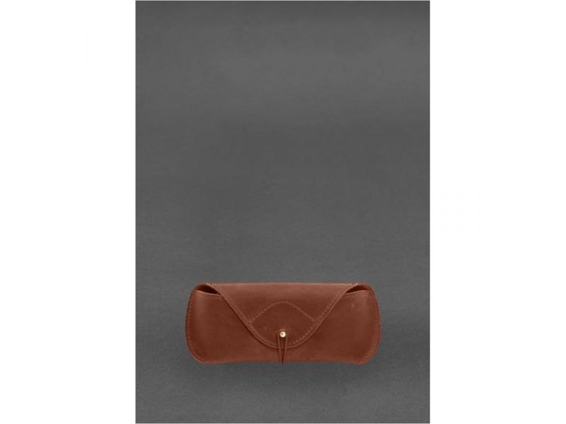 Кожаный чехол для очков с клапаном на резинке Светло-коричневый Crazy Horse, фото 1