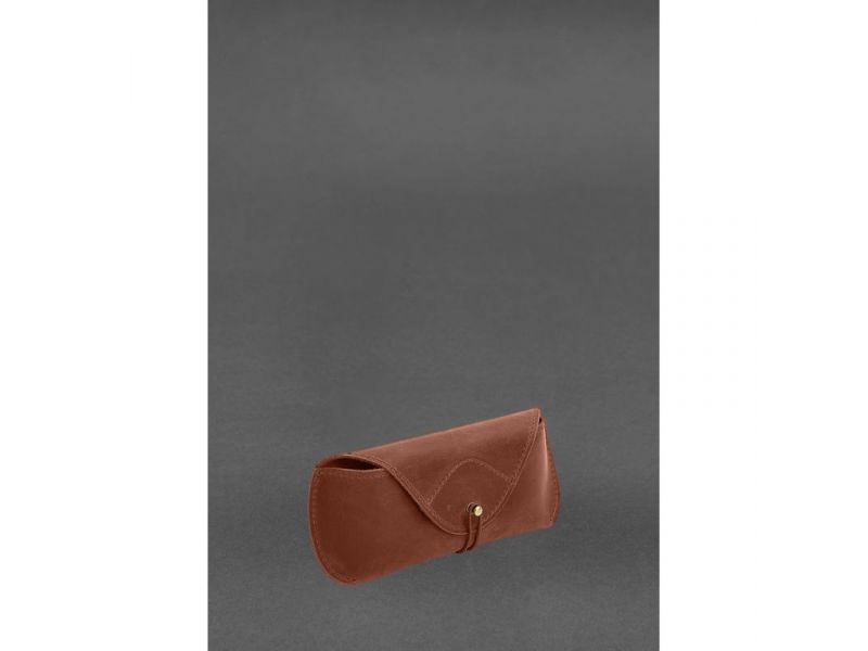 Кожаный чехол для очков с клапаном на резинке Светло-коричневый Crazy Horse, фото 2